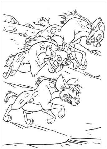 The Running Spotted Hyenas  Coloring Page